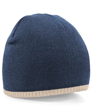 Two-tone pull-on beanie | French Navy/Stone