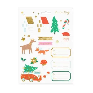 Winter Forest Christmas Gift Tag Stickers x 24