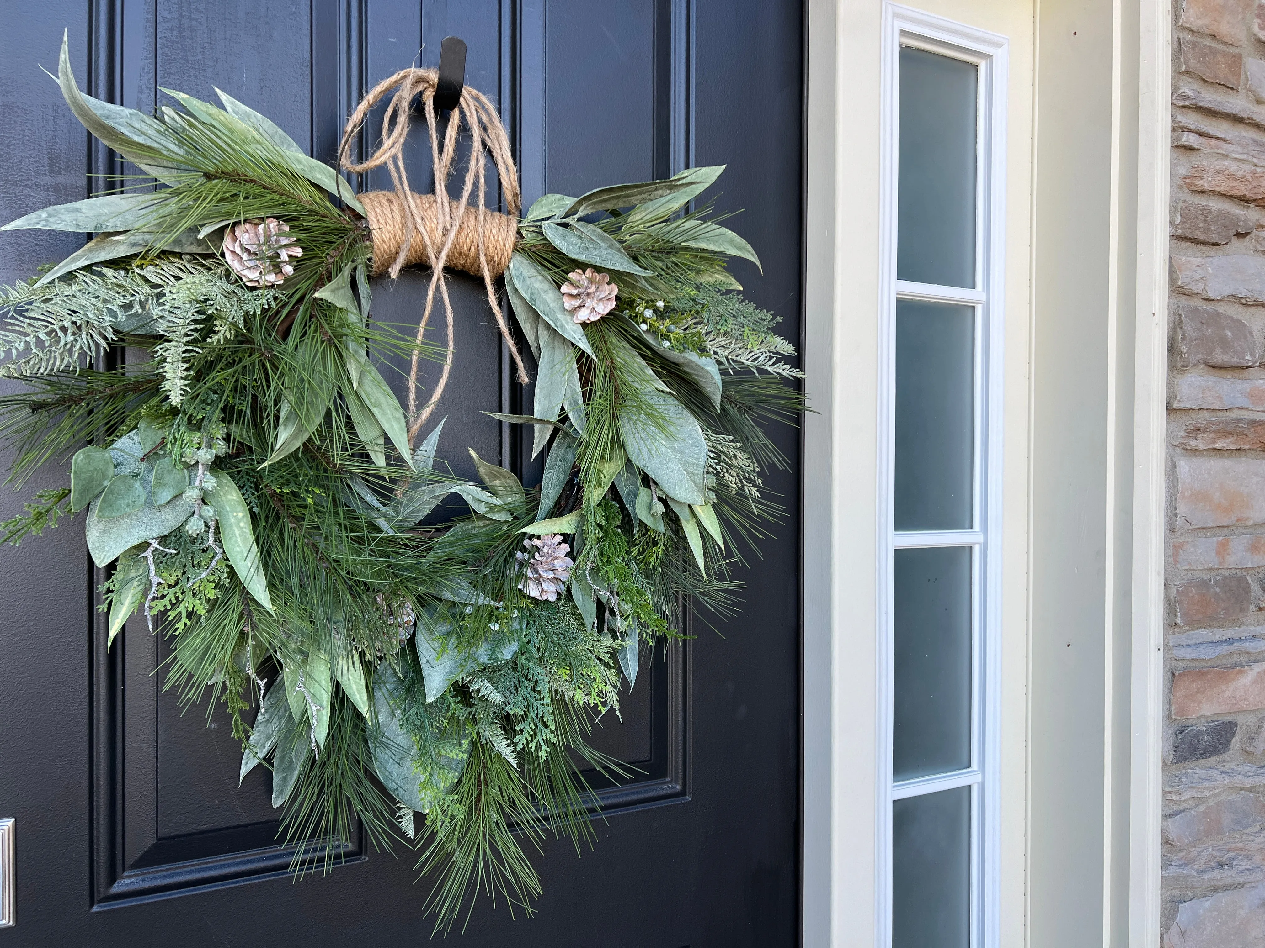 Winter Pine and Eucalyptus Wreath for Front Door