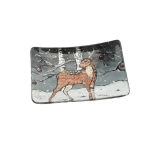 Winter Stag Glass Rectangular Dish - Small