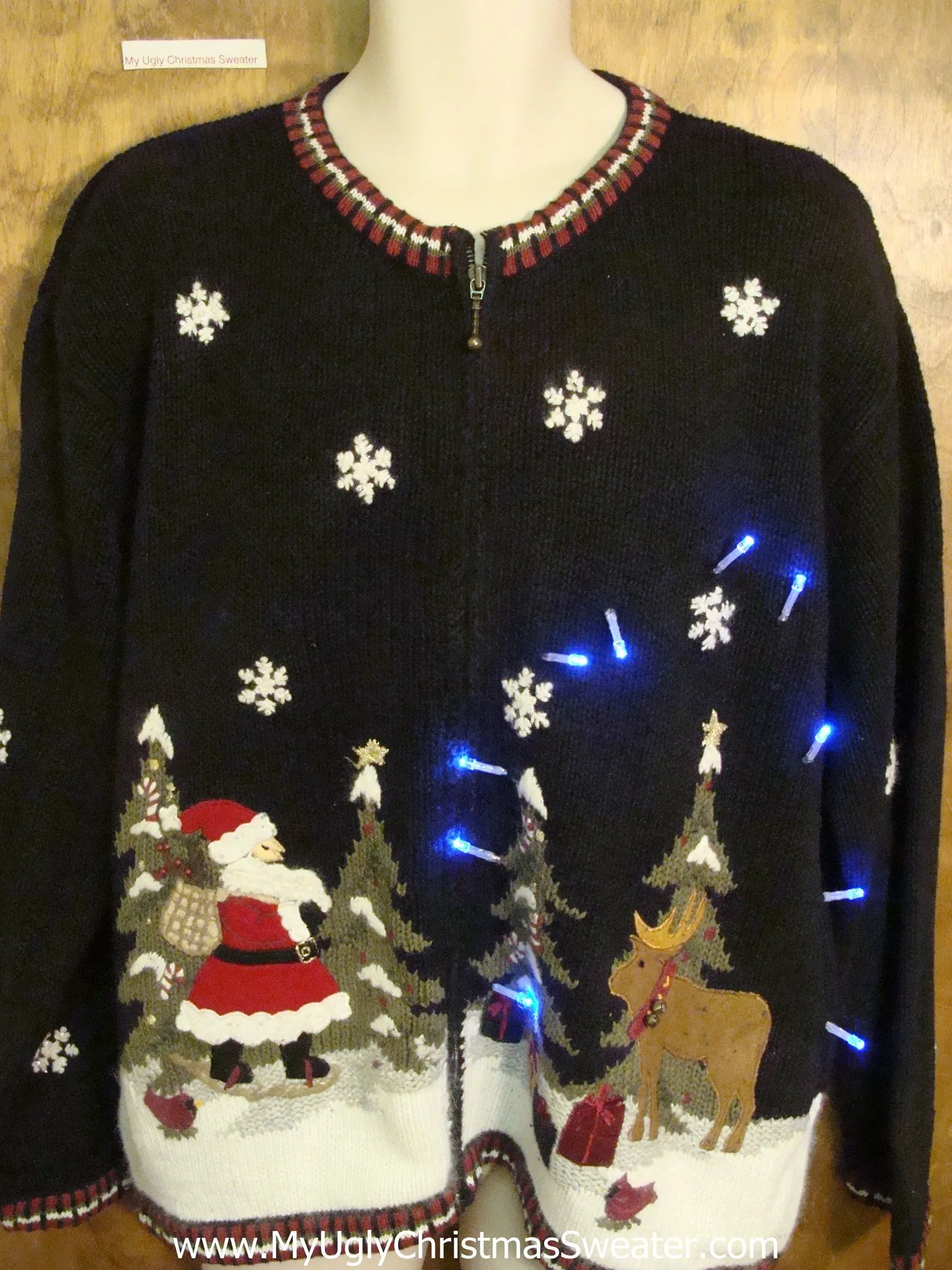 Winter Wonderland Santa and Reindeer Light Up Ugly Christmas Jumper