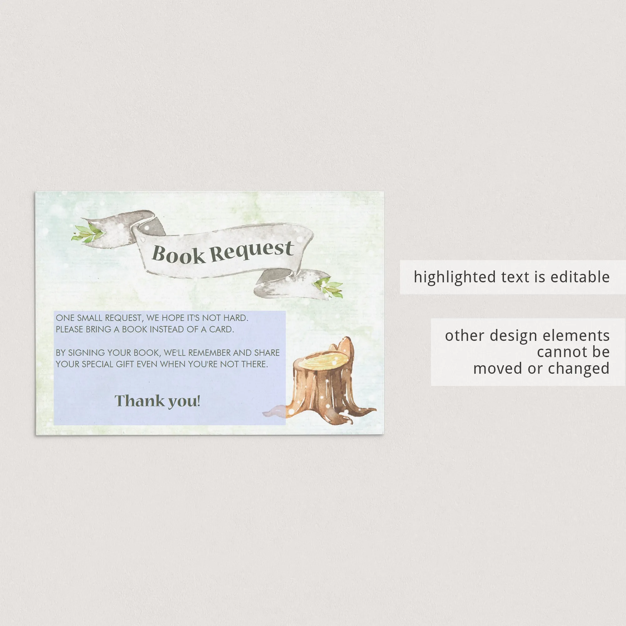 Winter Woodland Baby Shower Insert Bring A Book Card