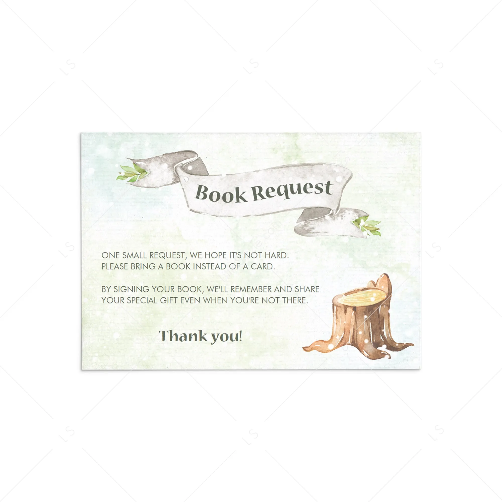 Winter Woodland Baby Shower Insert Bring A Book Card