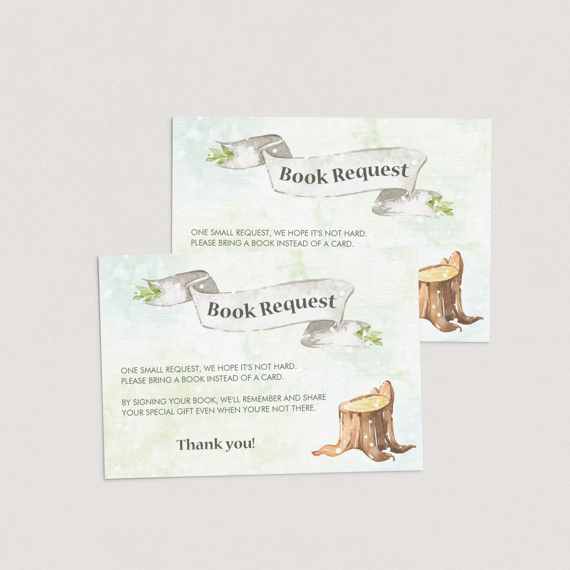 Winter Woodland Baby Shower Insert Bring A Book Card