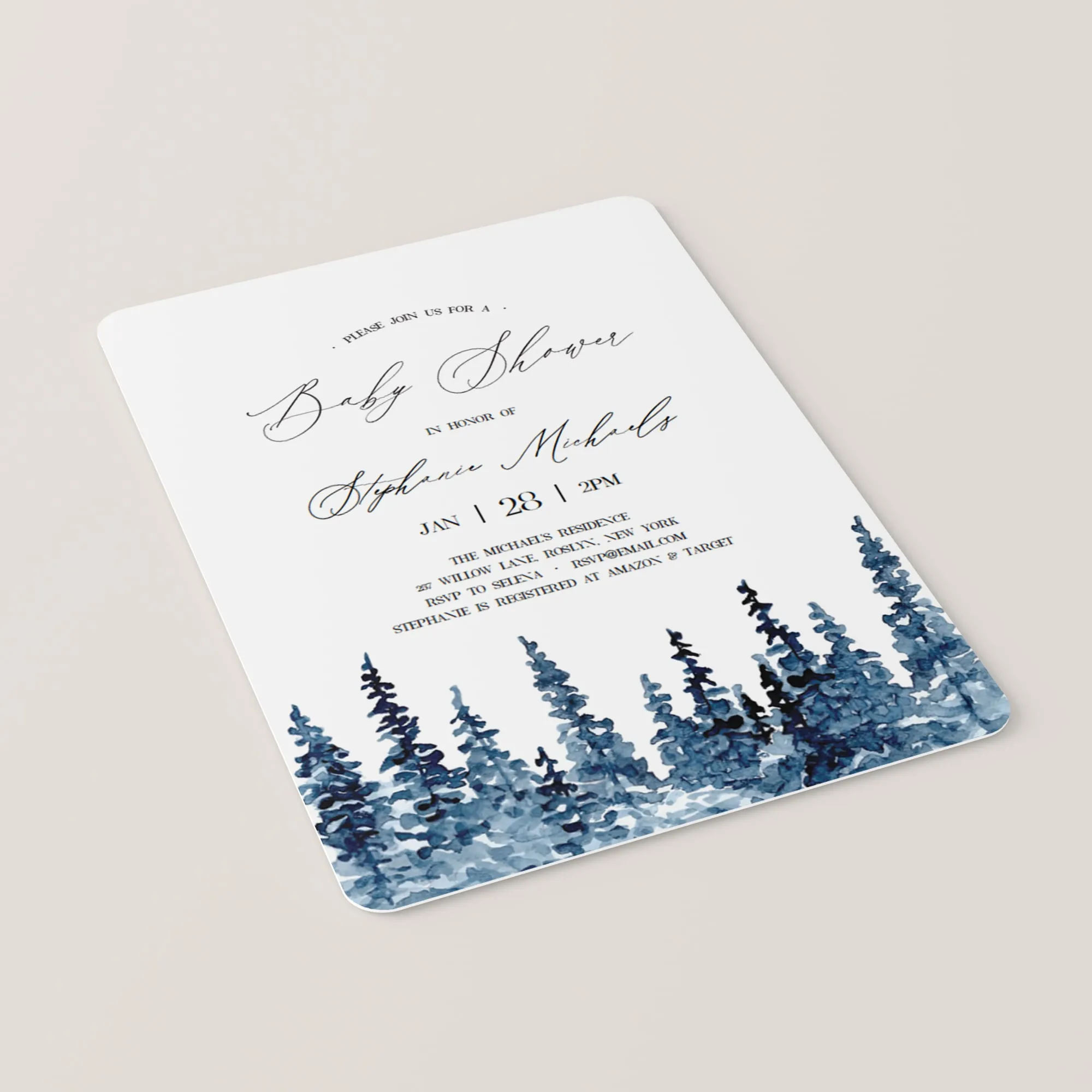 Winter Woodland Baby Shower Invitation Template