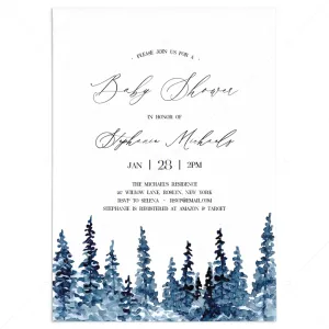 Winter Woodland Baby Shower Invitation Template