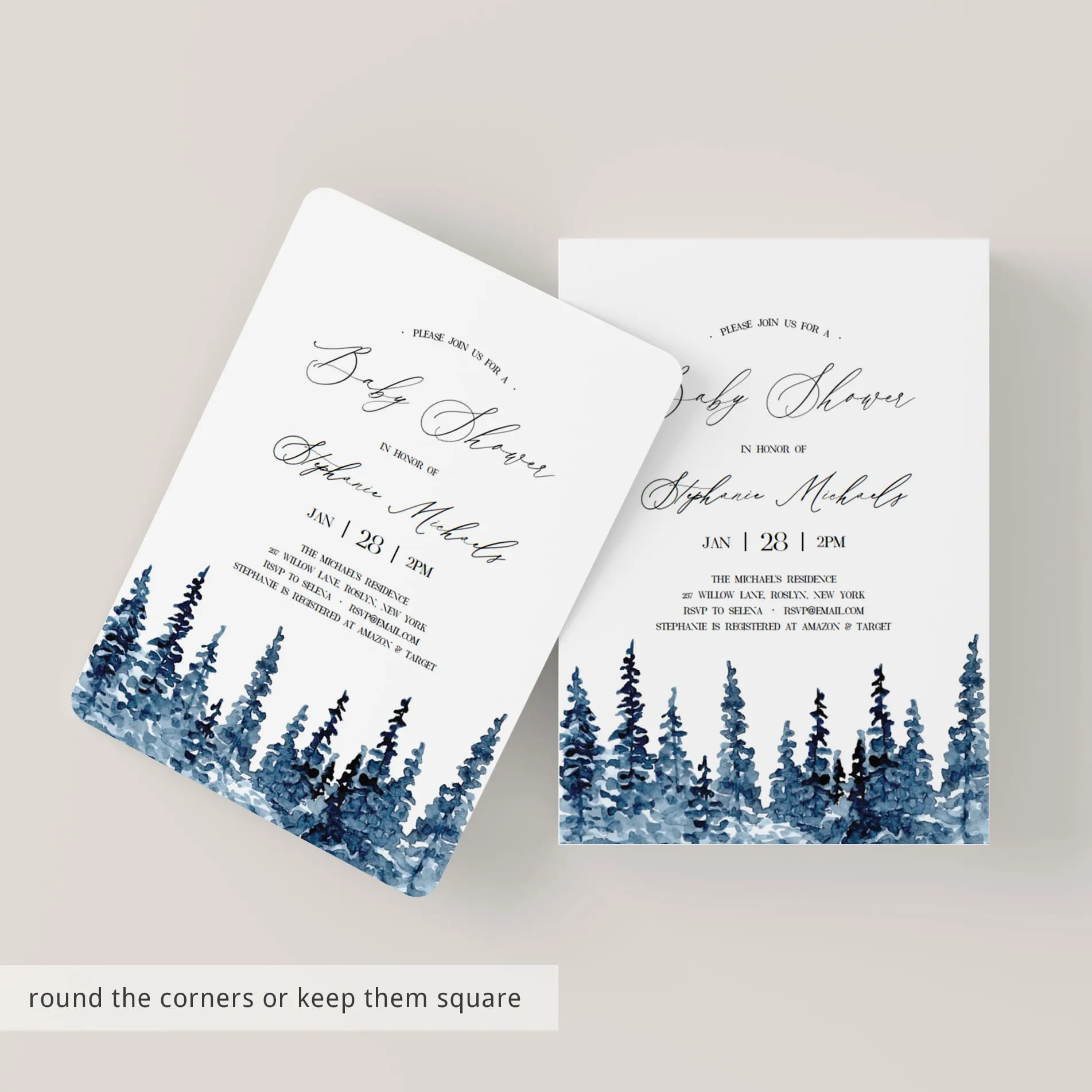 Winter Woodland Baby Shower Invitation Template