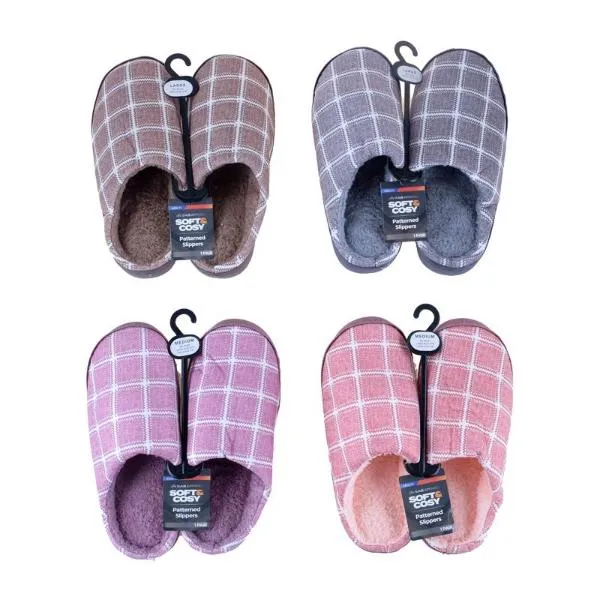 Women Grid Pattern Slid On Slippers