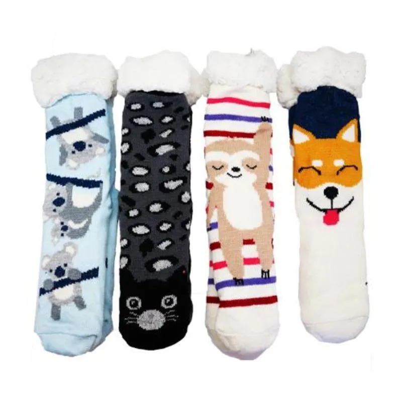 Women Printed Sherpa Socks - Size 6-10