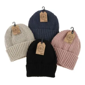 Women Rolled Cuff Ribbed Beanie