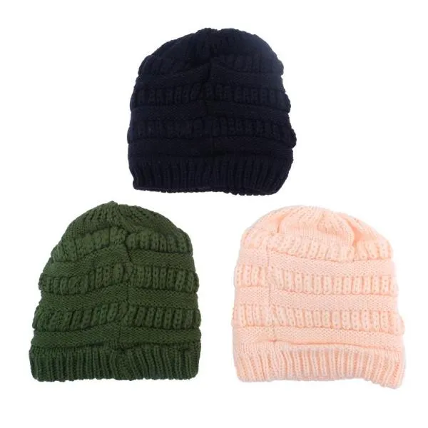 Women Thermal Heat Control Pony Tail Beanie