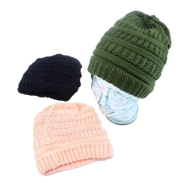 Women Thermal Heat Control Pony Tail Beanie