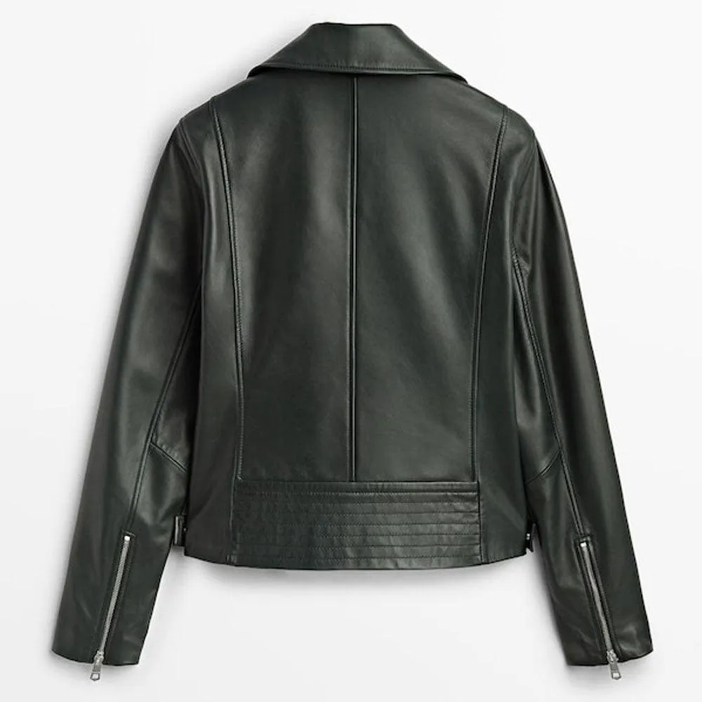 Women's black Biker Leather Jacket