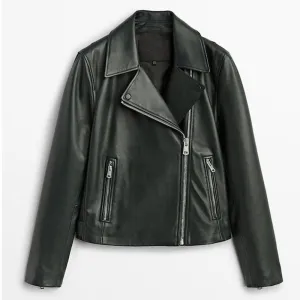 Women's black Biker Leather Jacket