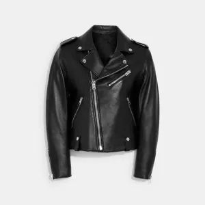 Women's Black Biker sheepskin leather Jacket