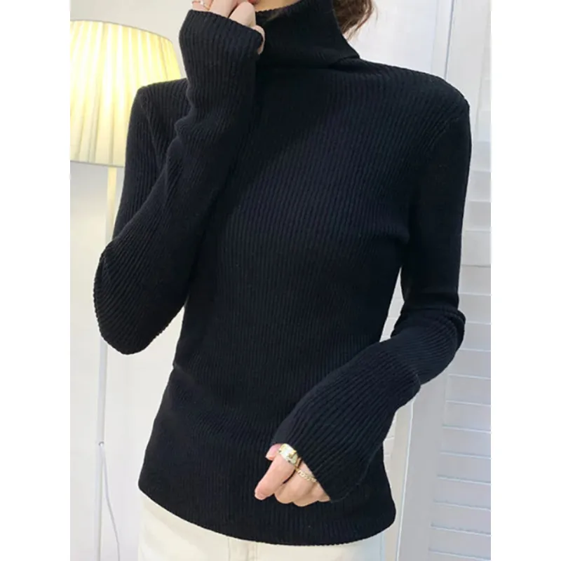 Women's Casual Long Sleeve Slim Fit Ribbed Jumper | Ideal for Autumn/Winter