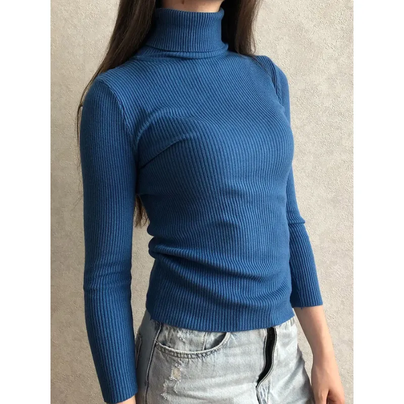 Women's Casual Long Sleeve Slim Fit Ribbed Jumper | Ideal for Autumn/Winter