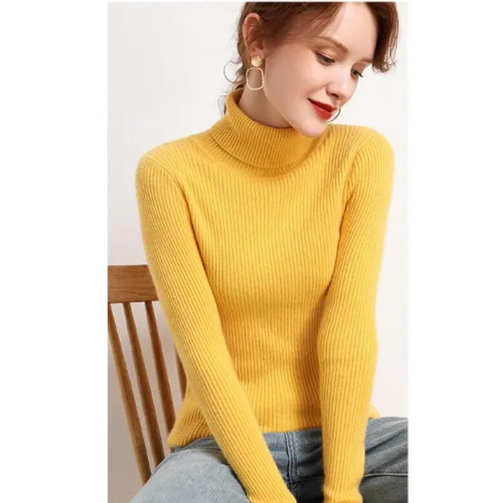 Women's Casual Long Sleeve Slim Fit Ribbed Jumper | Ideal for Autumn/Winter