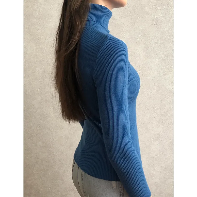 Women's Casual Long Sleeve Slim Fit Ribbed Jumper | Ideal for Autumn/Winter