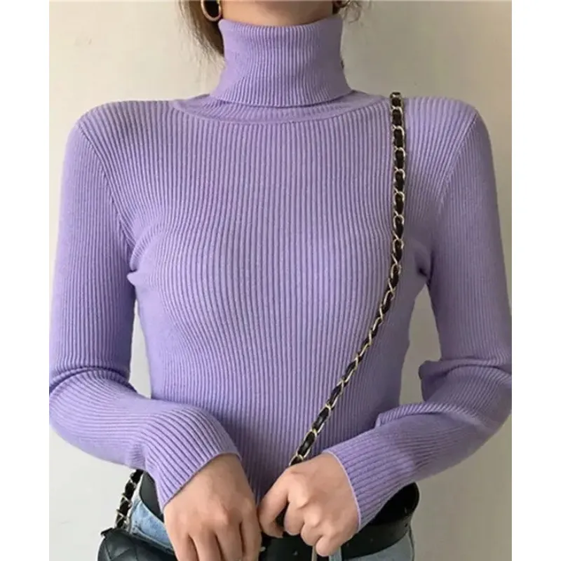 Women's Casual Long Sleeve Slim Fit Ribbed Jumper | Ideal for Autumn/Winter