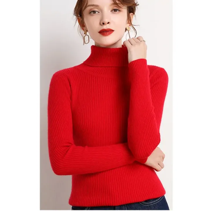 Women's Casual Long Sleeve Slim Fit Ribbed Jumper | Ideal for Autumn/Winter