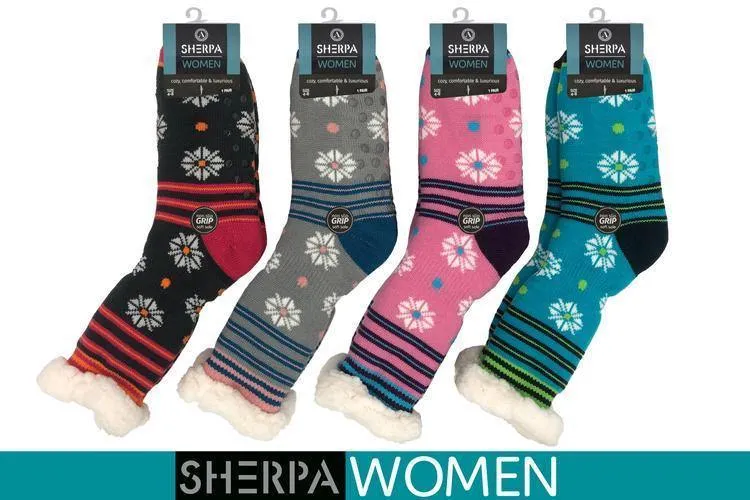 Womens Sherpa Knitted Brights Socks