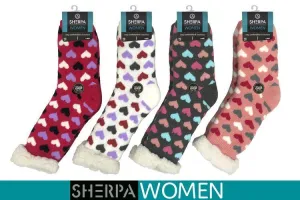 Womens Sherpa Knitted Heart Socks