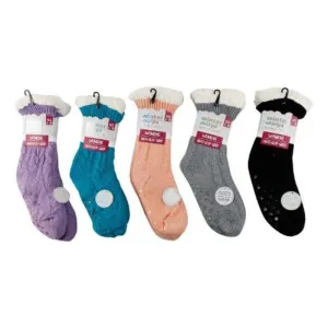 Womens Solid Sherpa Socks - Size 6-10