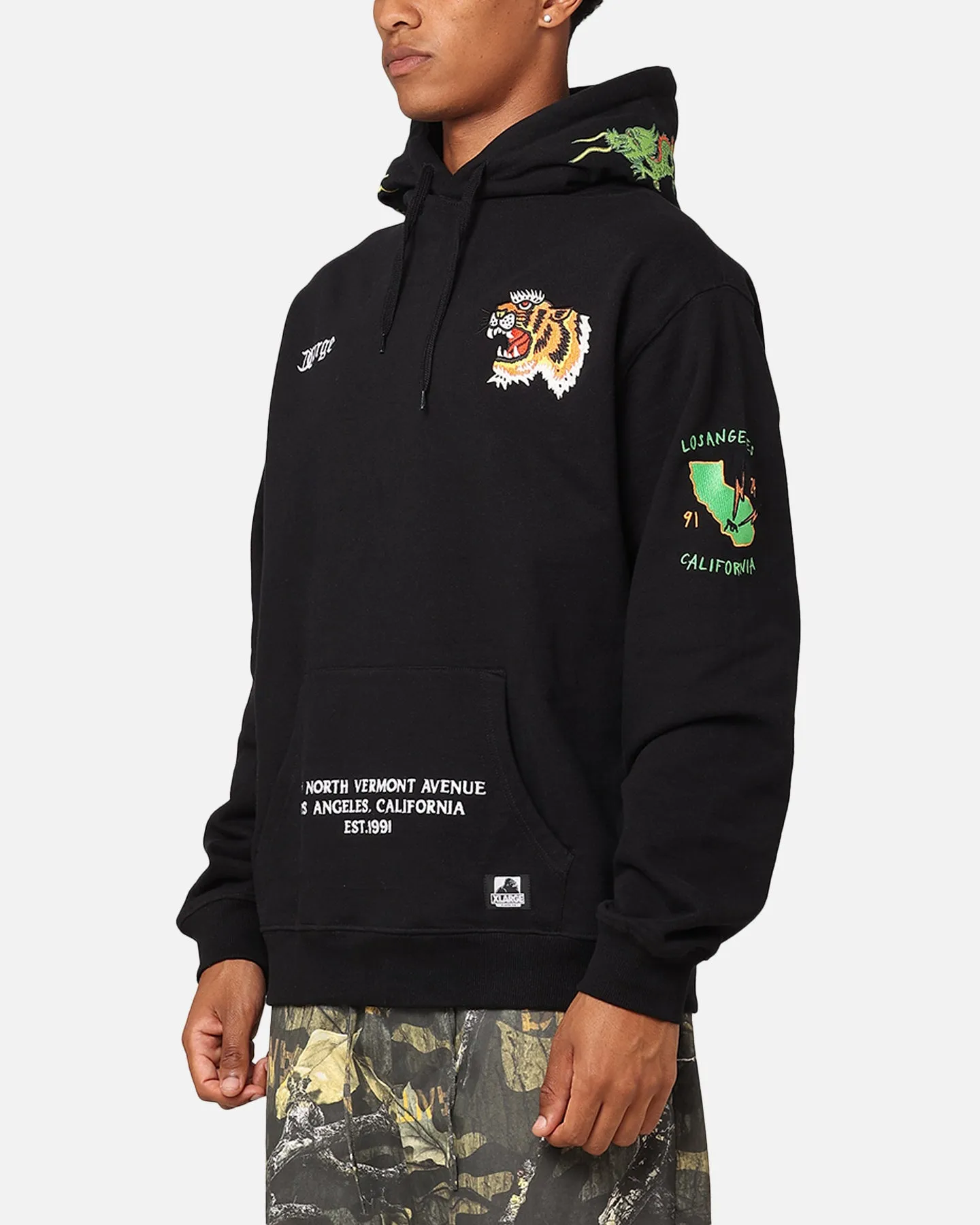 X-Large North Vermont Dragon Hoodie Solid Black