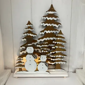 Xmas tree scene with snowmen/light